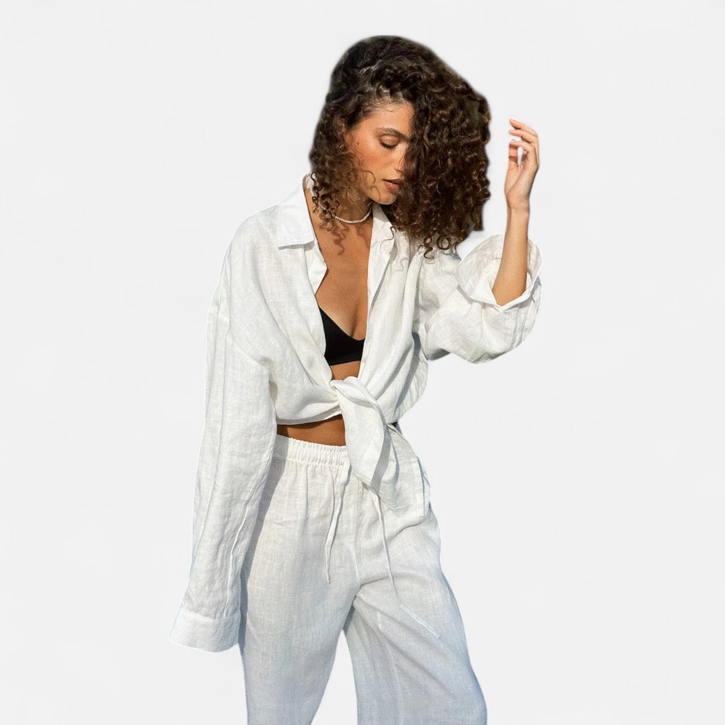 Élané | Ensemble Deux Pièces Style Lin pour Femme – Élégance Décontractée, Confort Naturel