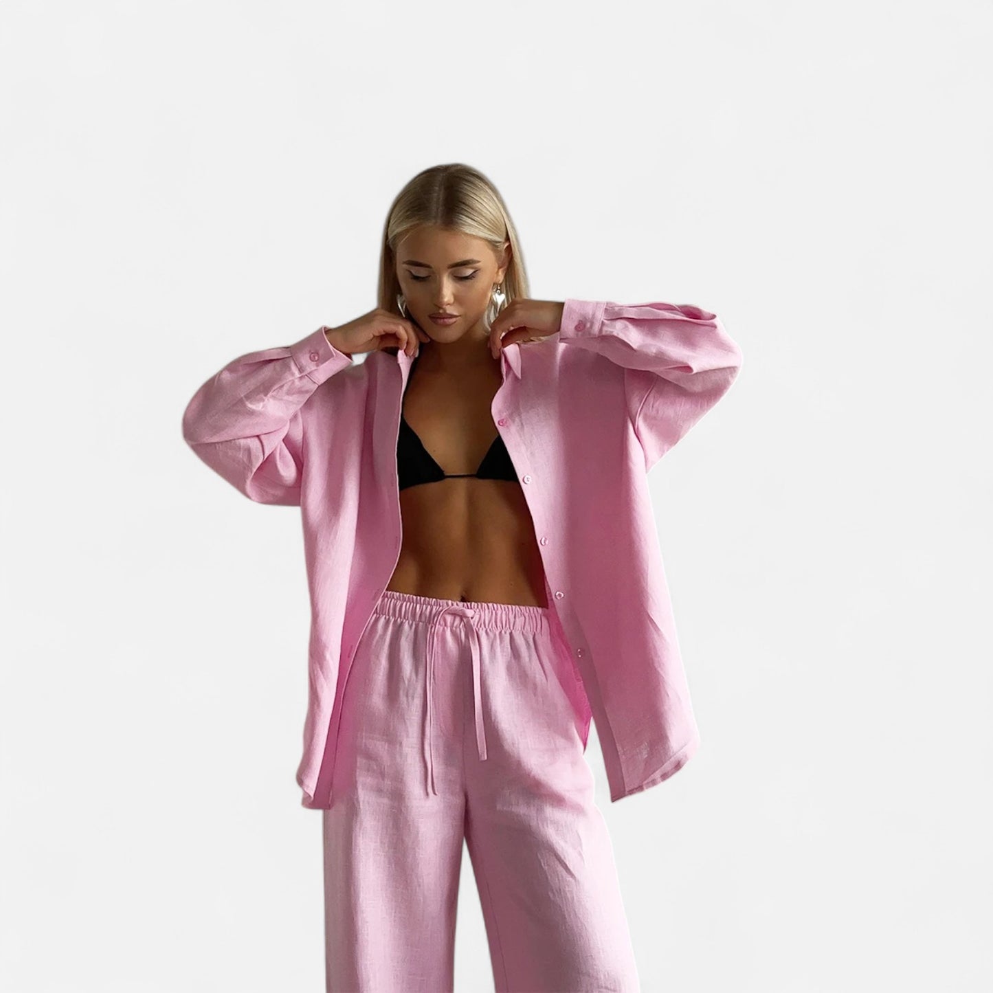 Élané | Ensemble Deux Pièces Style Lin pour Femme – Élégance Décontractée, Confort Naturel