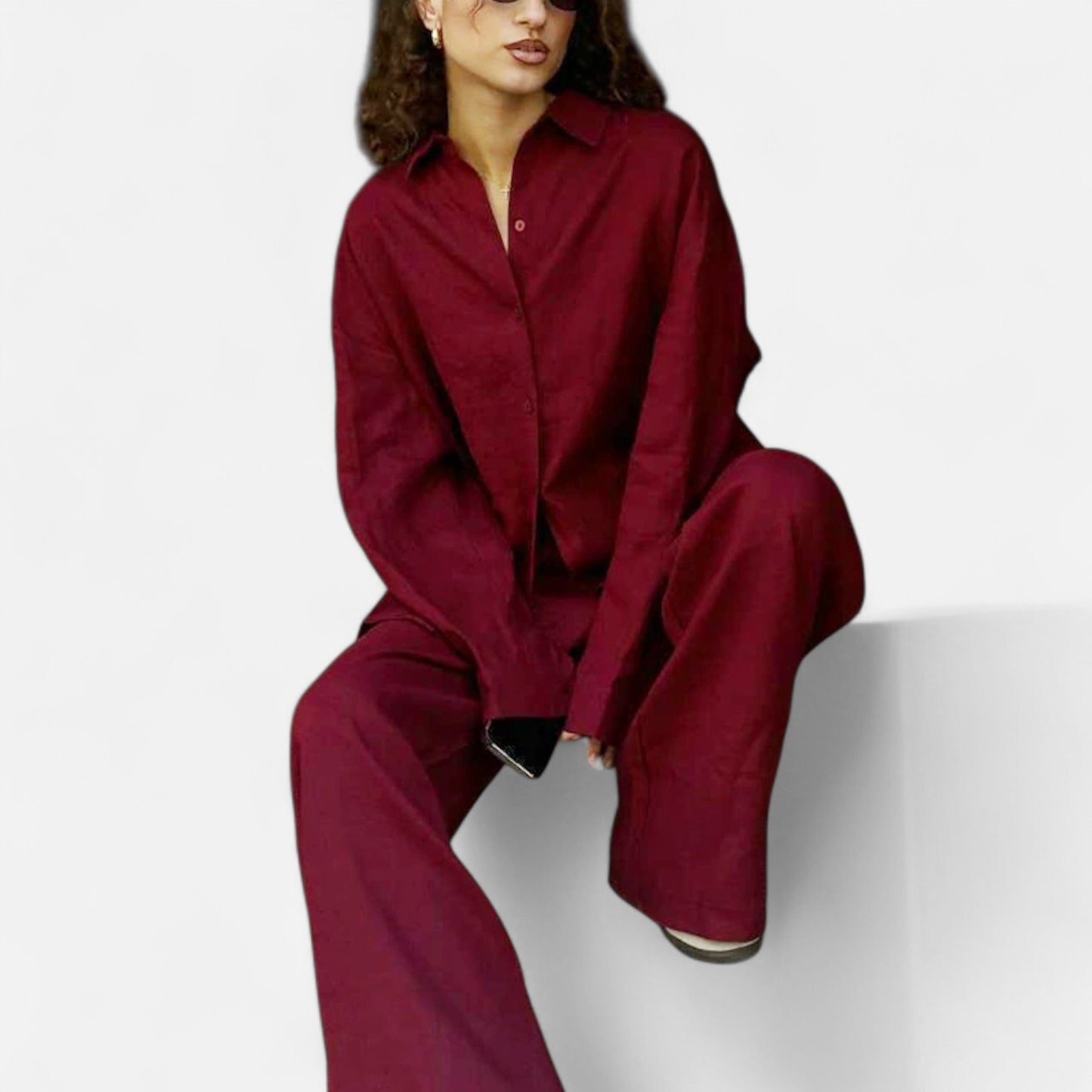 Élané | Ensemble Deux Pièces Style Lin pour Femme – Élégance Décontractée, Confort Naturel