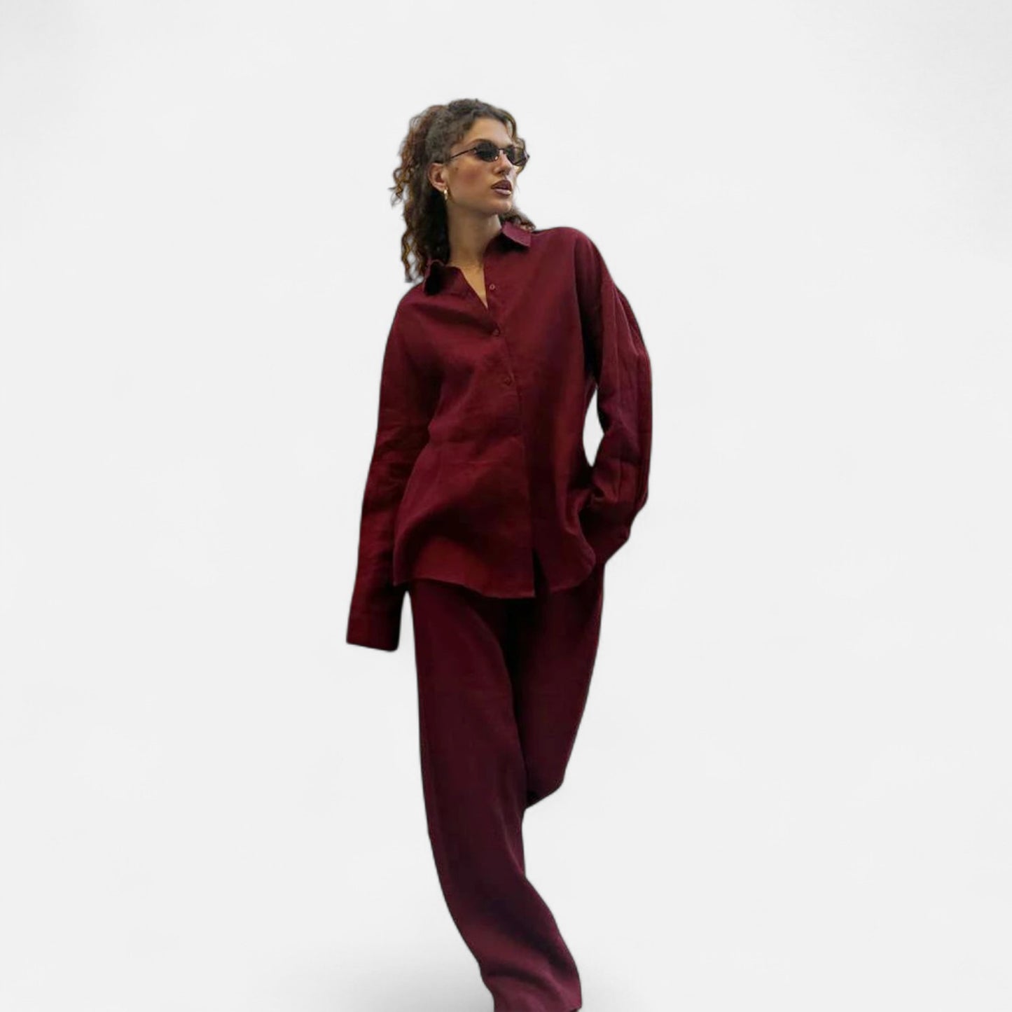 Élané | Ensemble Deux Pièces Style Lin pour Femme – Élégance Décontractée, Confort Naturel