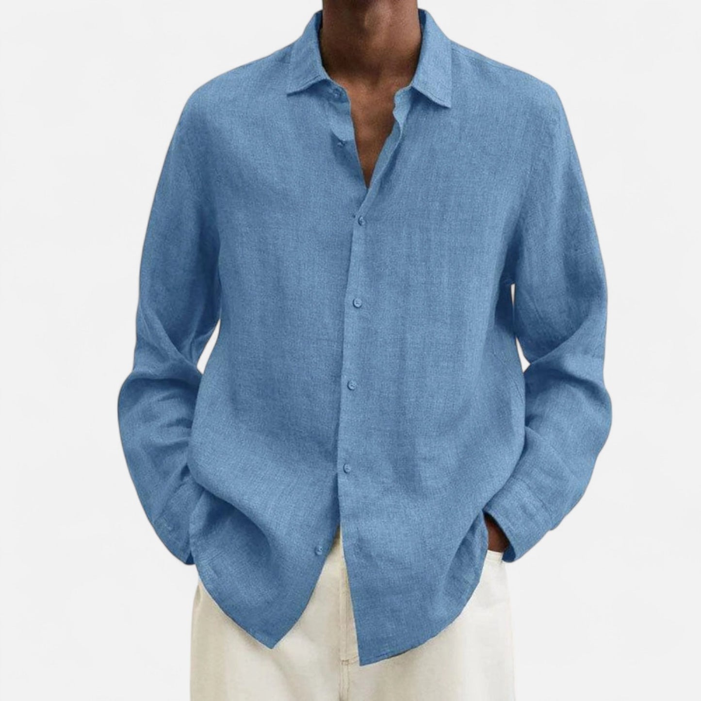 Élané | Chemise Décontractée en Lin à Manches Longues pour Homme – Élégance Naturelle, Fraîcheur Estivale