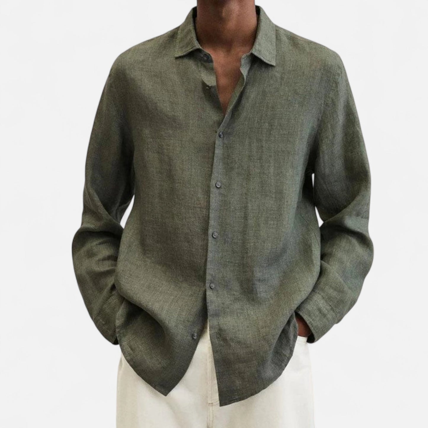 Élané | Chemise Décontractée en Lin à Manches Longues pour Homme – Élégance Naturelle, Fraîcheur Estivale