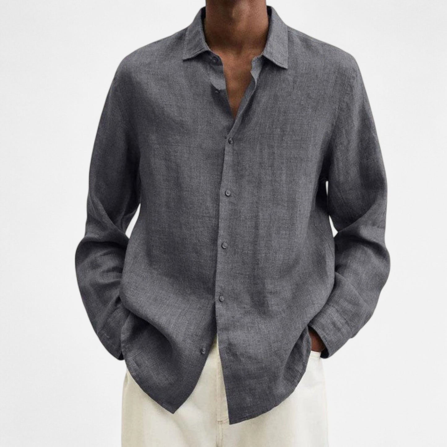 Élané | Chemise Décontractée en Lin à Manches Longues pour Homme – Élégance Naturelle, Fraîcheur Estivale