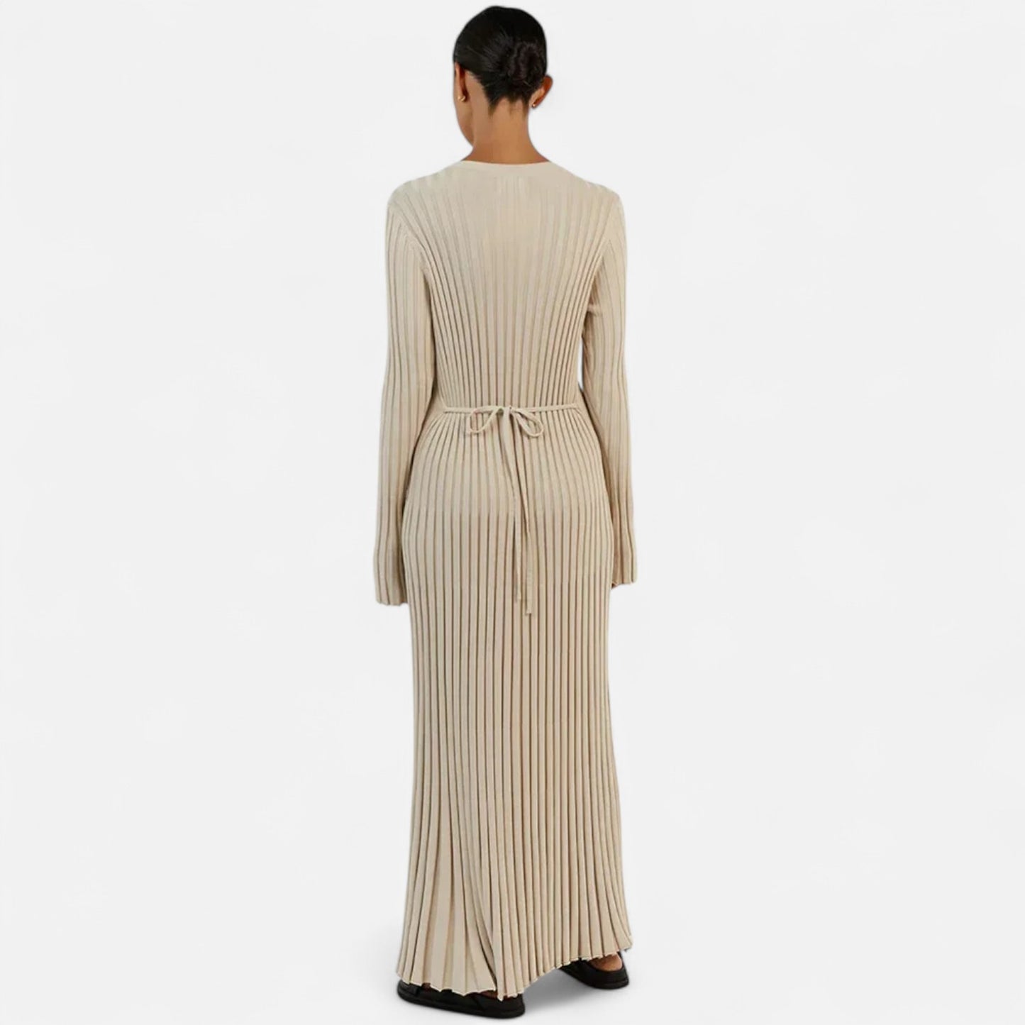 Élané | Robe Longue en Maille Côtelée pour Femme – Élégance Sculptée, Confort Moderne