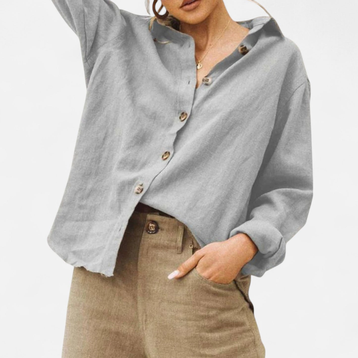 Élané | Chemise Boutonnée Coupe Ample pour Femme – Élégance Décontractée, Confort Quotidien