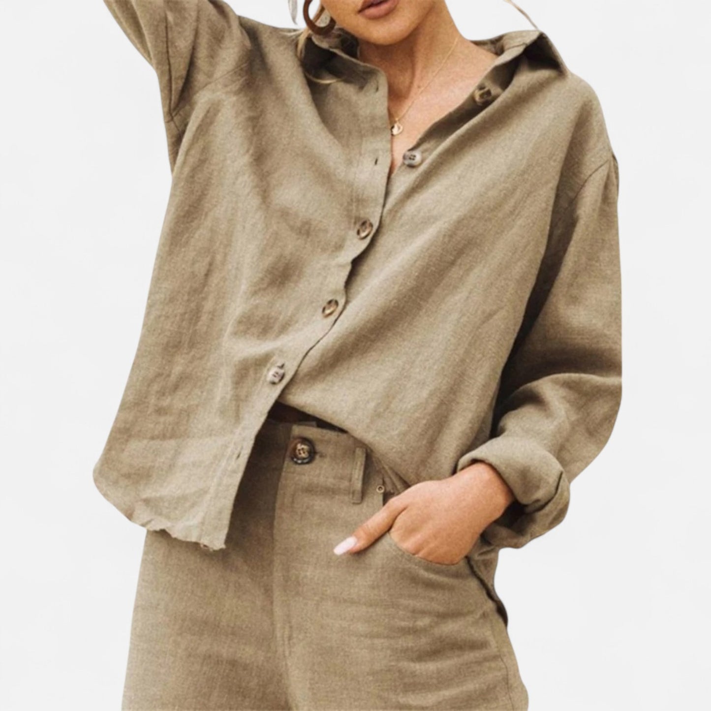 Élané | Chemise Boutonnée Coupe Ample pour Femme – Élégance Décontractée, Confort Quotidien