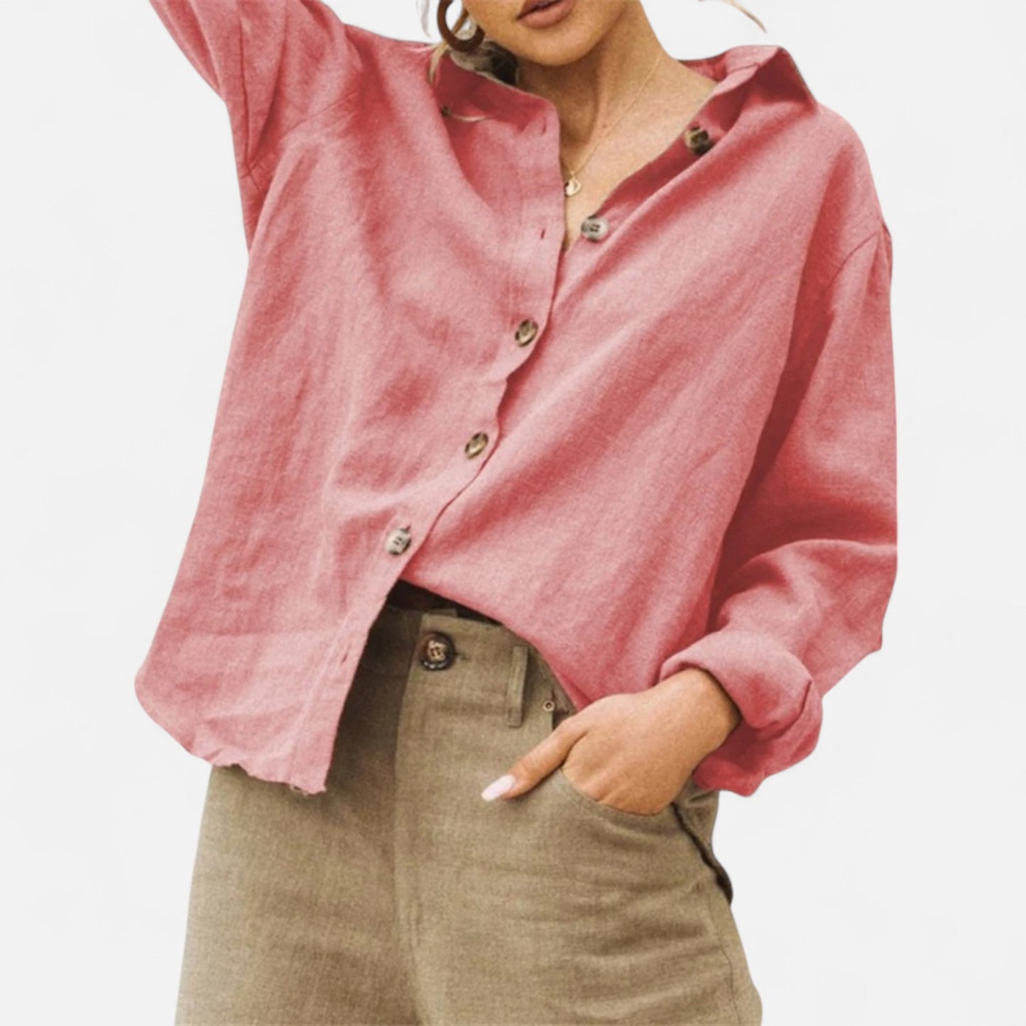 Élané | Chemise Boutonnée Coupe Ample pour Femme – Élégance Décontractée, Confort Quotidien