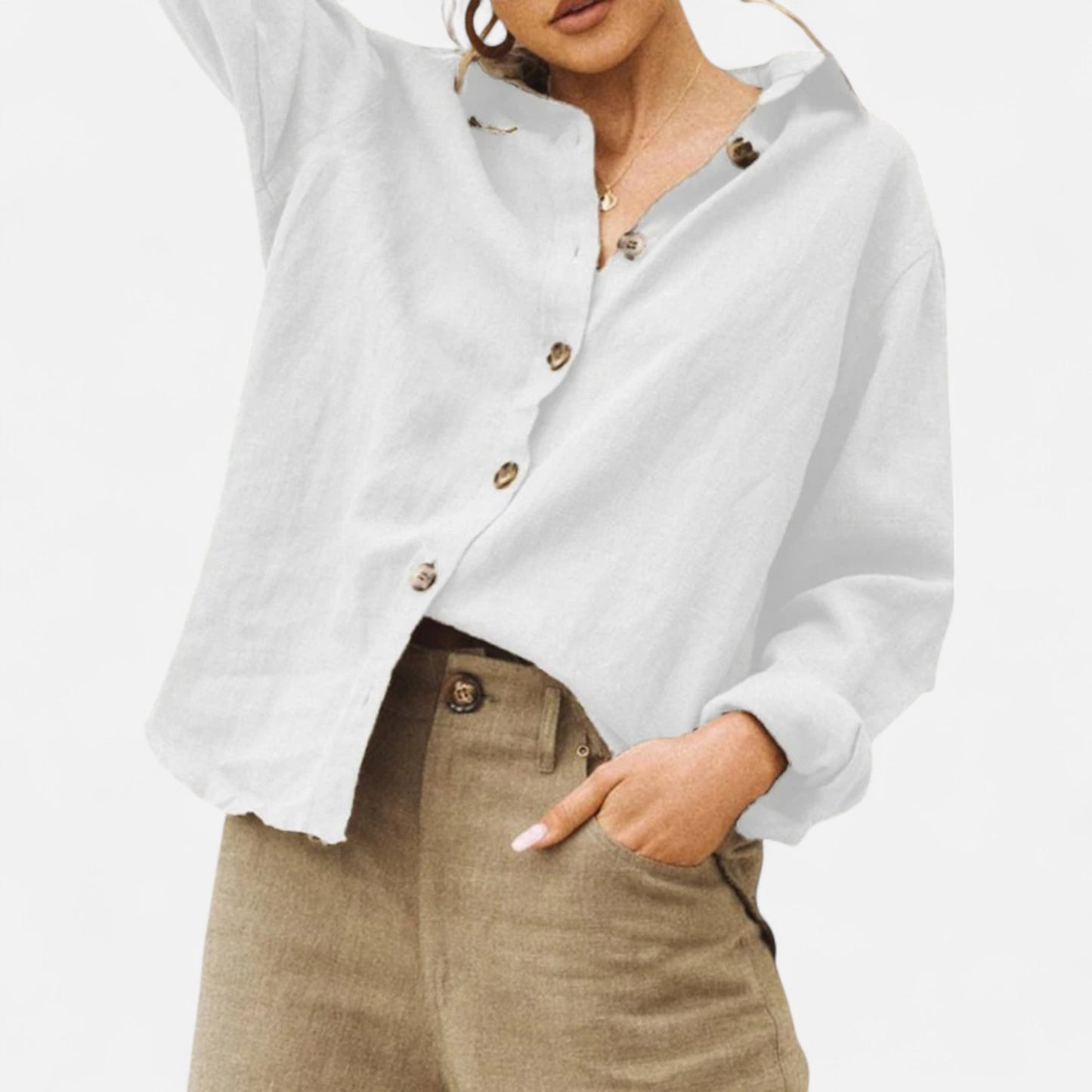 Élané | Chemise Boutonnée Coupe Ample pour Femme – Élégance Décontractée, Confort Quotidien