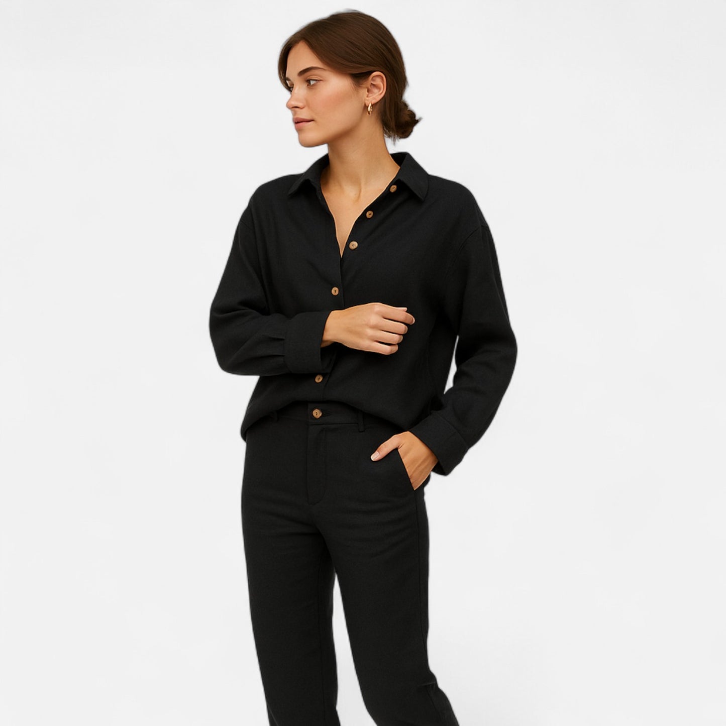 Élané | Chemise Boutonnée Coupe Ample pour Femme – Élégance Décontractée, Confort Quotidien