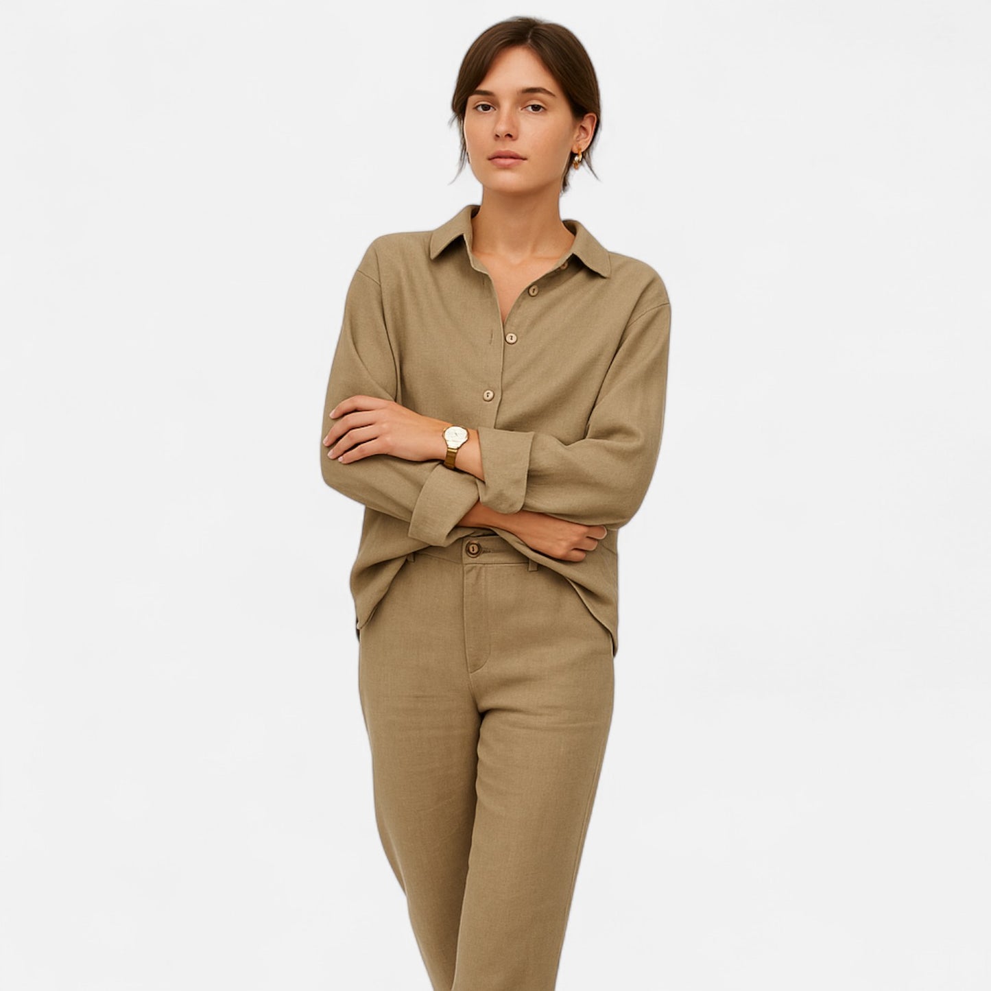 Élané | Chemise Boutonnée Coupe Ample pour Femme – Élégance Décontractée, Confort Quotidien
