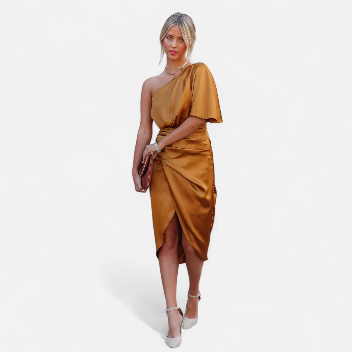 Élané | Robe Satinée Asymétrique pour Femme – Élégance Sculptée, Charme Intemporel