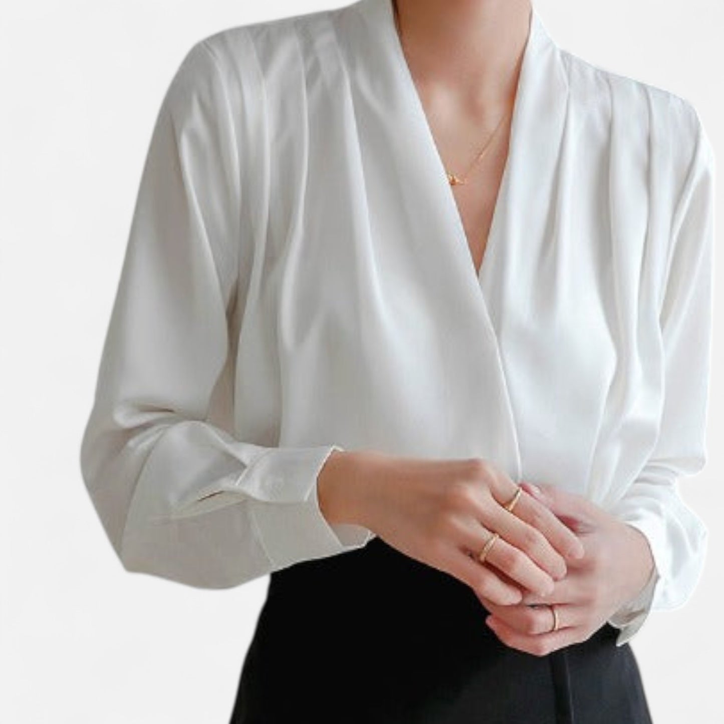 Élané | Blouse Croisée Élégante en Satin pour Femme – Raffinement Moderne, Polyvalence Intemporelle