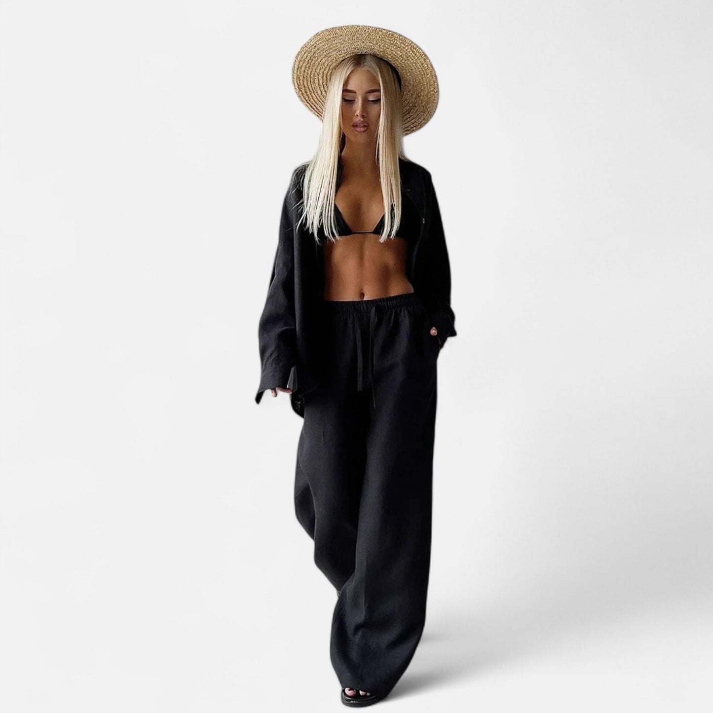 Élané | Ensemble Deux Pièces Style Lin pour Femme – Élégance Décontractée, Confort Naturel