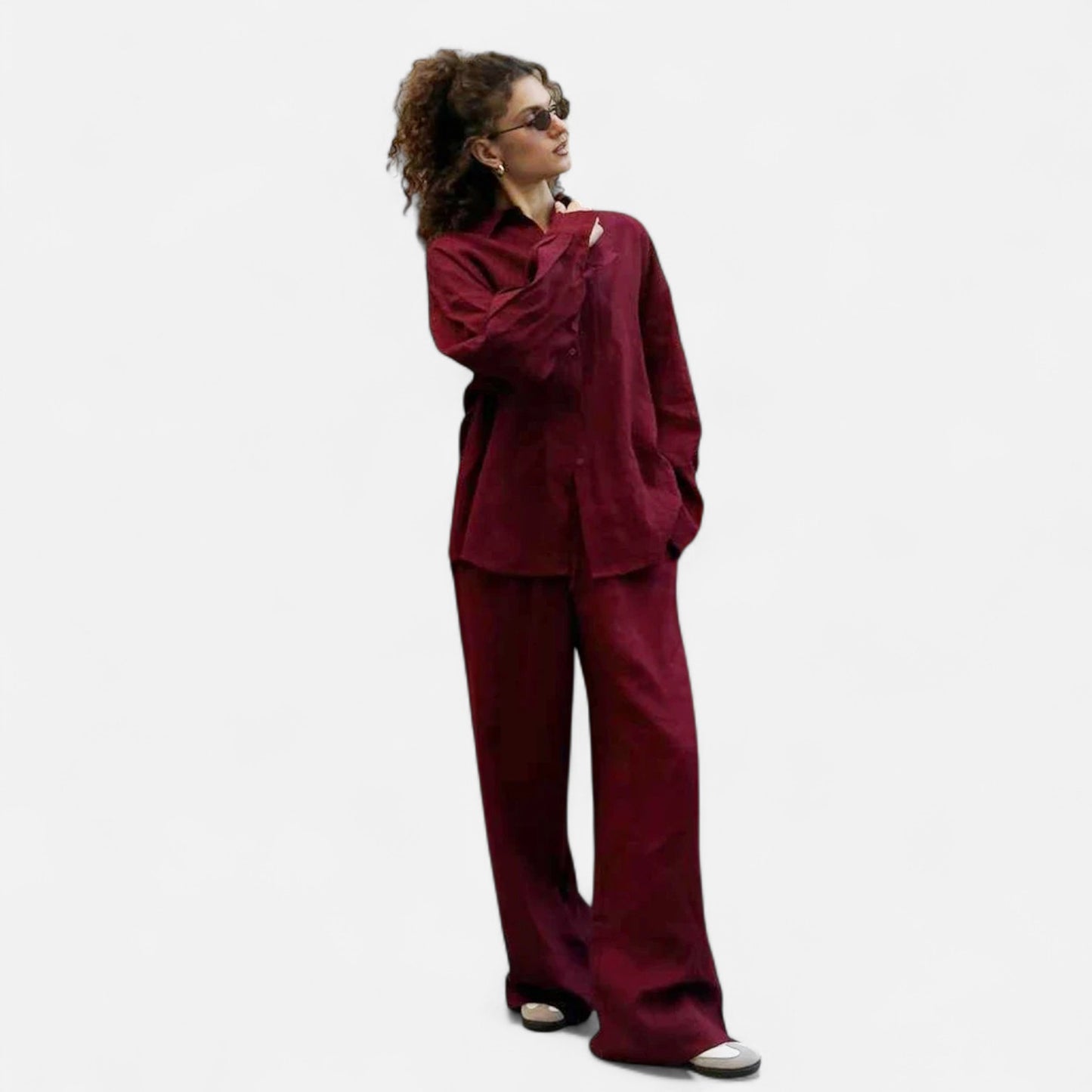 Élané | Ensemble Deux Pièces Style Lin pour Femme – Élégance Décontractée, Confort Naturel