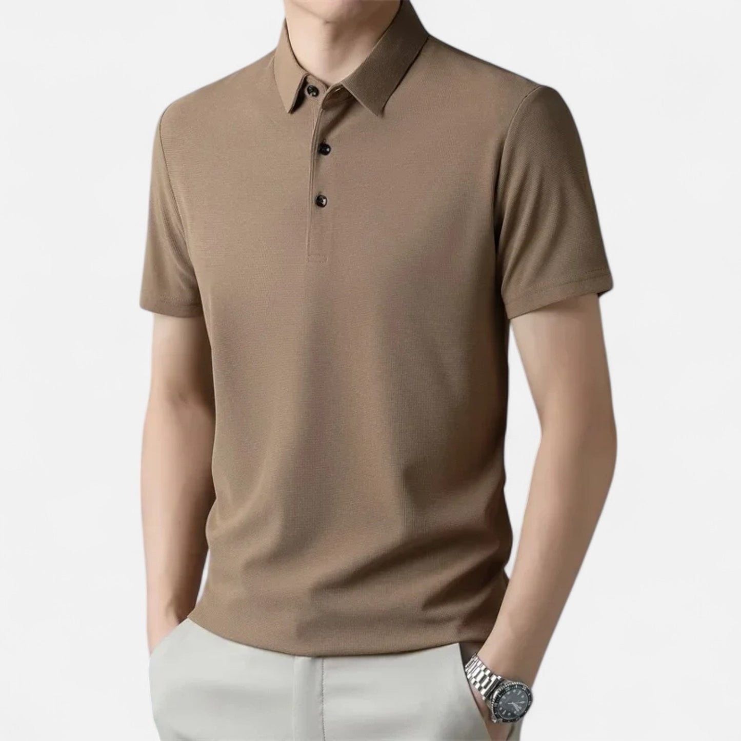 Élané | Polo Homme à Manches Courtes Embossé – Élégance Texturée, Style Contemporain
