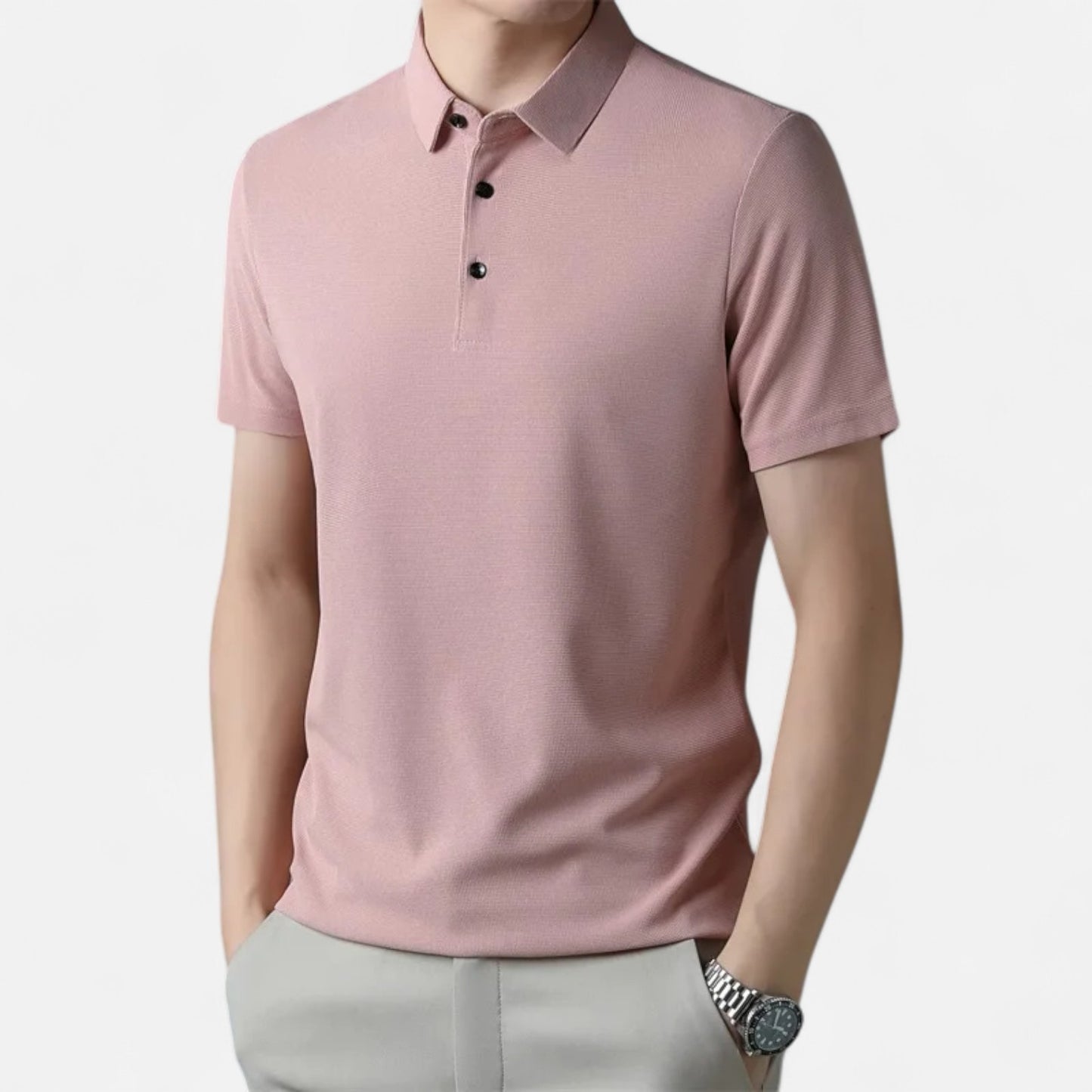 Élané | Polo Homme à Manches Courtes Embossé – Élégance Texturée, Style Contemporain