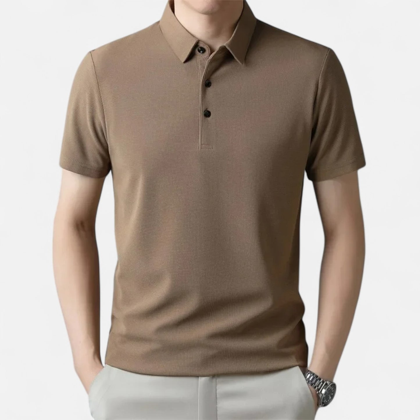 Élané | Polo Homme à Manches Courtes Embossé – Élégance Texturée, Style Contemporain