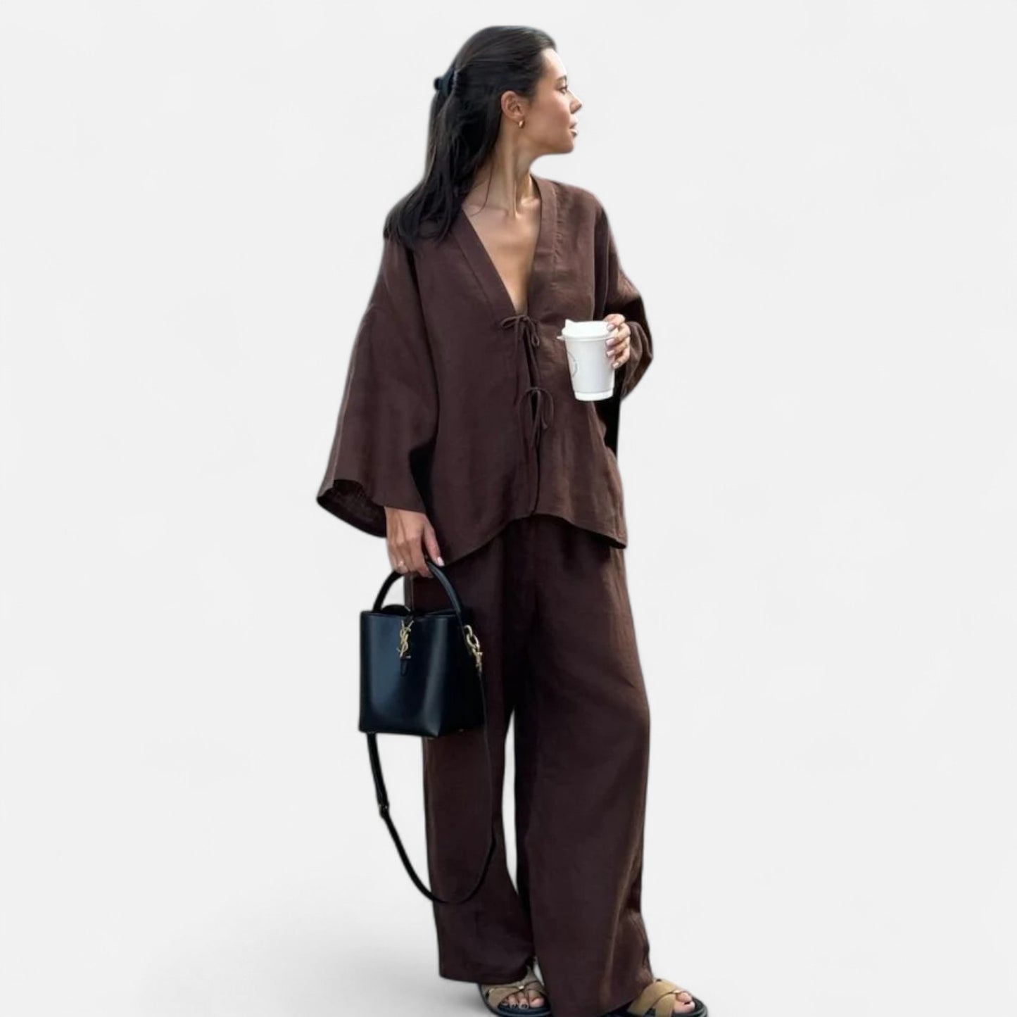 Élané | Ensemble Deux Pièces Style Lin pour Femme – Élégance Décontractée, Confort Naturel