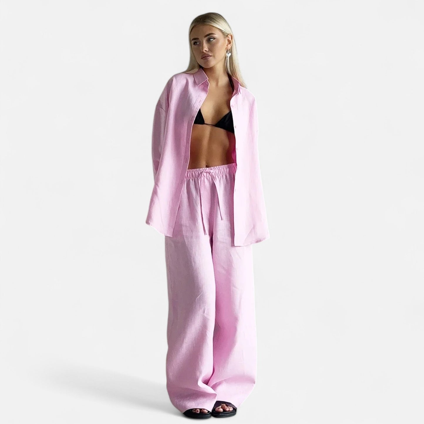 Élané | Ensemble Deux Pièces Style Lin pour Femme – Élégance Décontractée, Confort Naturel
