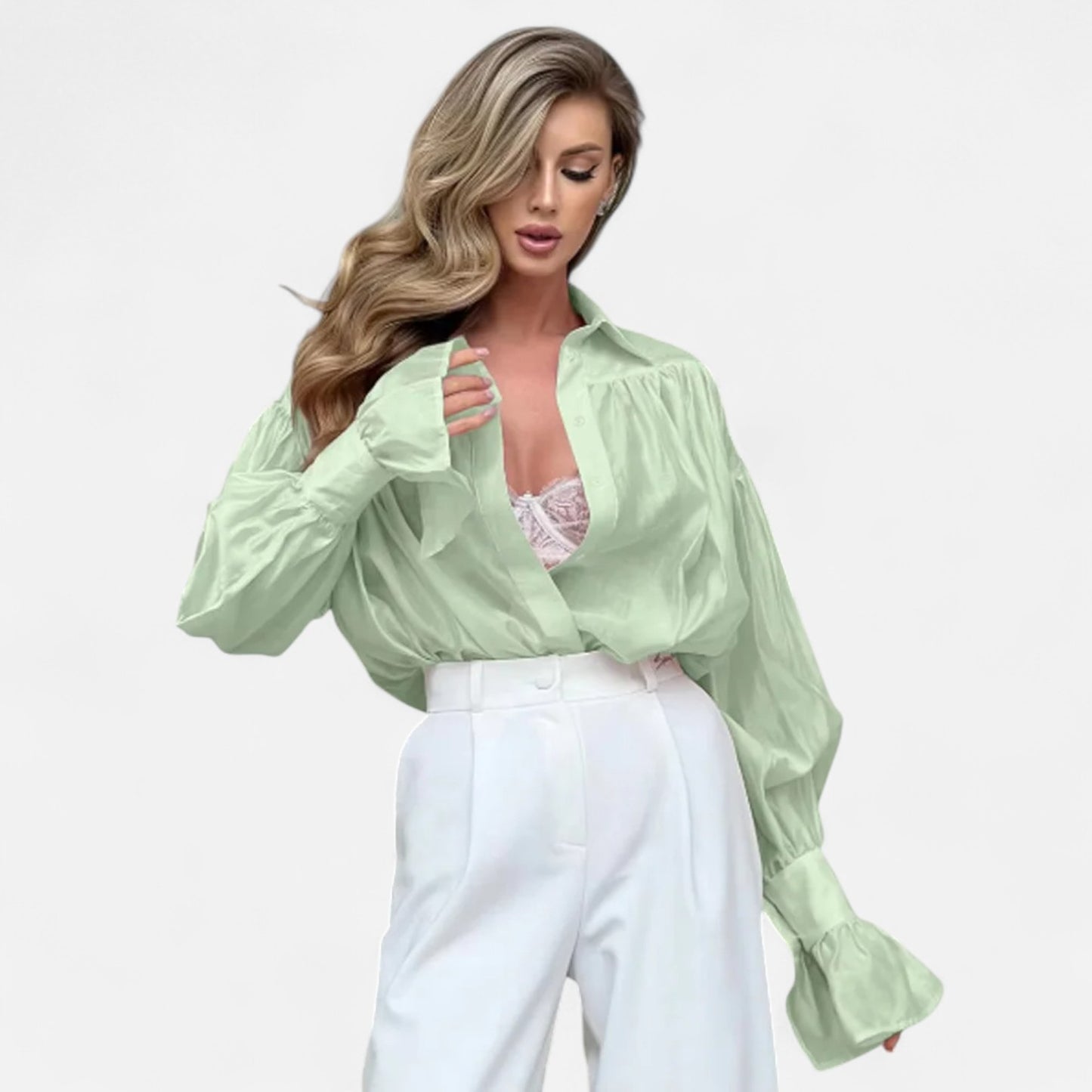 Élané | Chemise Fluide en Tulle pour Femme – Légèreté Aérienne, Élégance Moderne