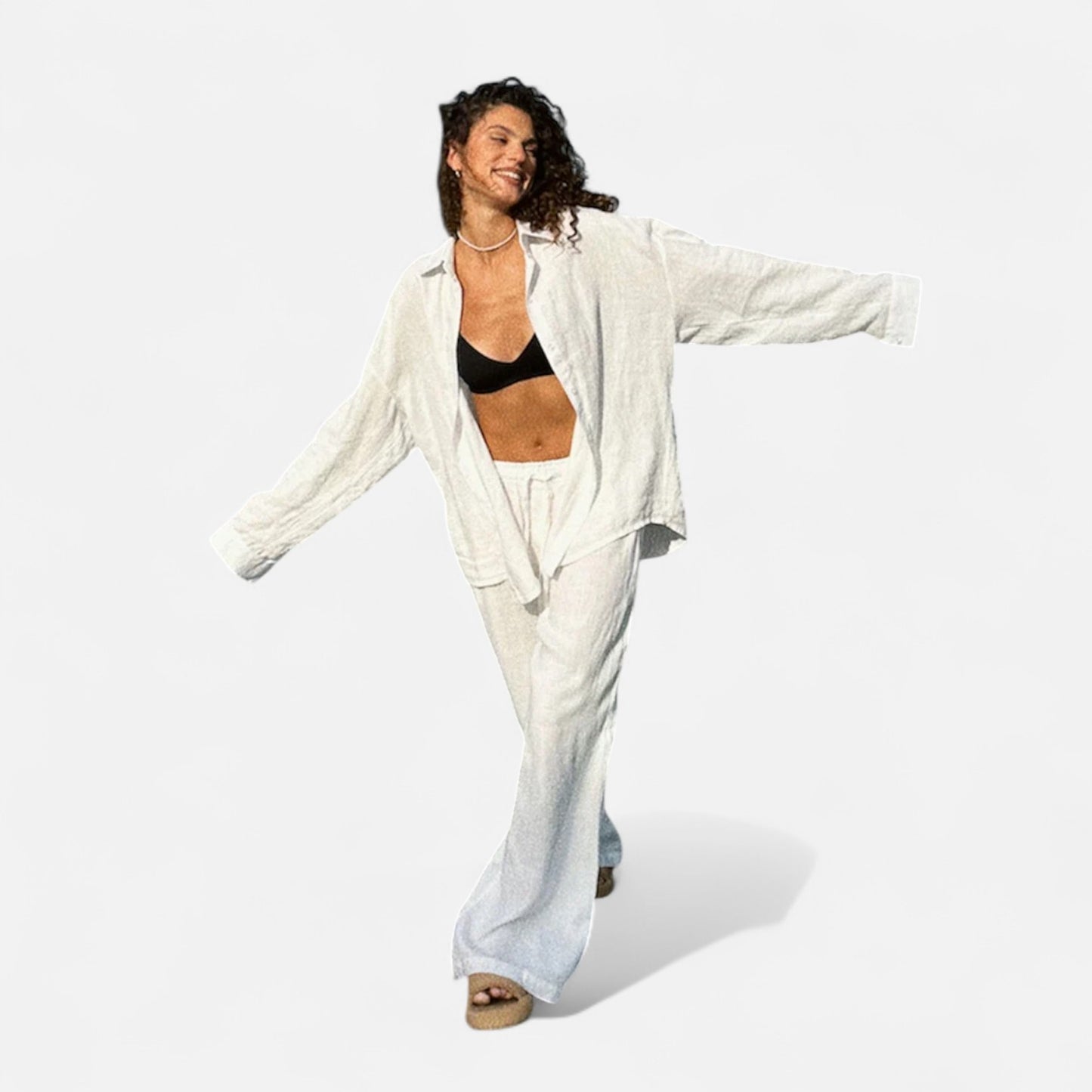 Élané | Ensemble Deux Pièces Style Lin pour Femme – Élégance Décontractée, Confort Naturel