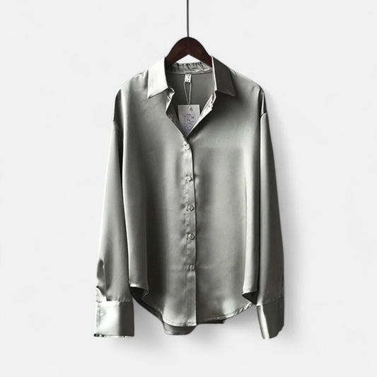 Élané | Haut Femme à Manches Longues en Satin – Élégance Classique, Polyvalence Moderne