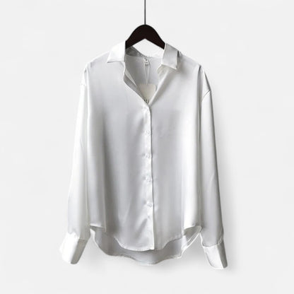 Élané | Haut Femme à Manches Longues en Satin – Élégance Classique, Polyvalence Moderne
