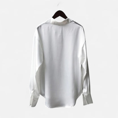 Élané | Haut Femme à Manches Longues en Satin – Élégance Classique, Polyvalence Moderne