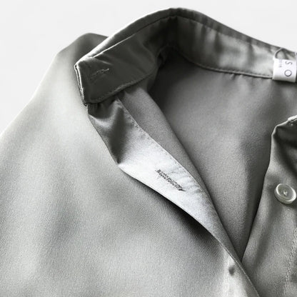 Élané | Haut Femme à Manches Longues en Satin – Élégance Classique, Polyvalence Moderne
