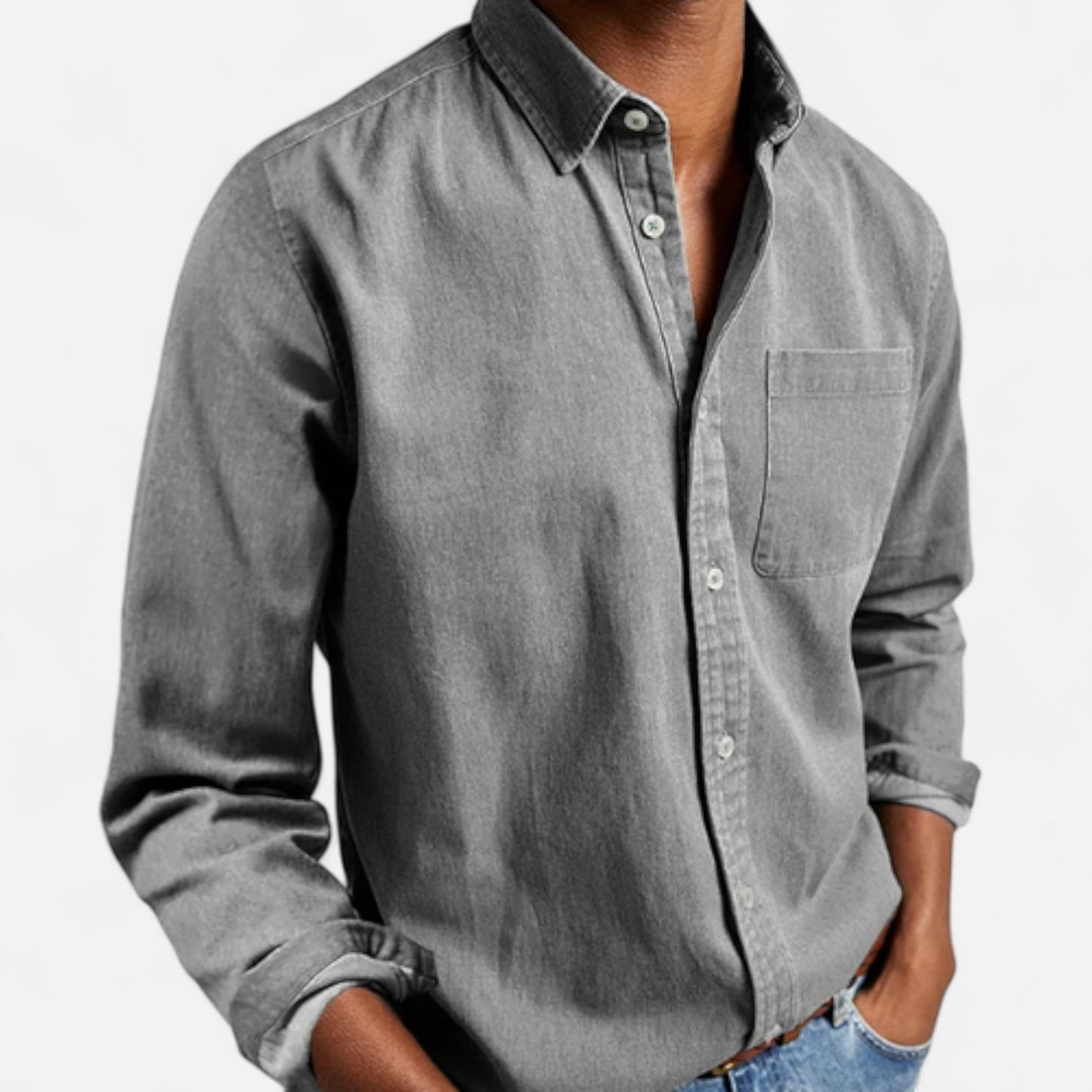 Élané | Chemise Homme en Coton à Manches Longues – Élégance Classique, Confort Naturel