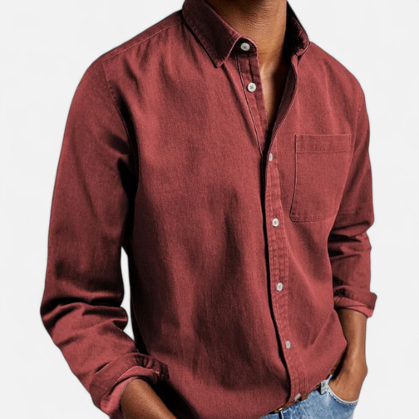 Élané | Chemise Homme en Coton à Manches Longues – Élégance Classique, Confort Naturel
