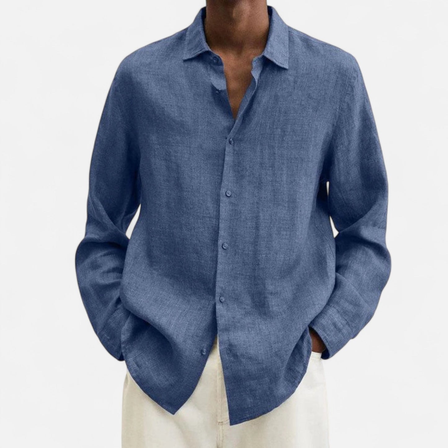 Élané | Chemise Décontractée en Lin à Manches Longues pour Homme – Élégance Naturelle, Fraîcheur Estivale