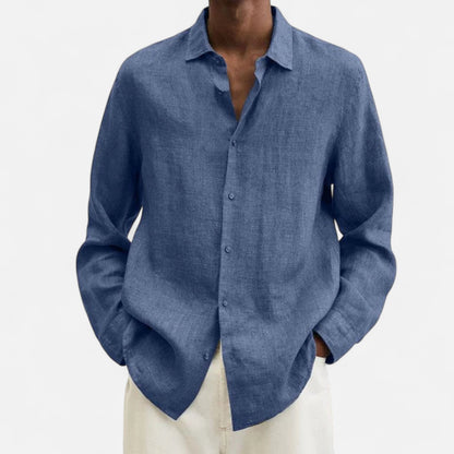 Élané | Chemise Décontractée en Lin à Manches Longues pour Homme – Élégance Naturelle, Fraîcheur Estivale
