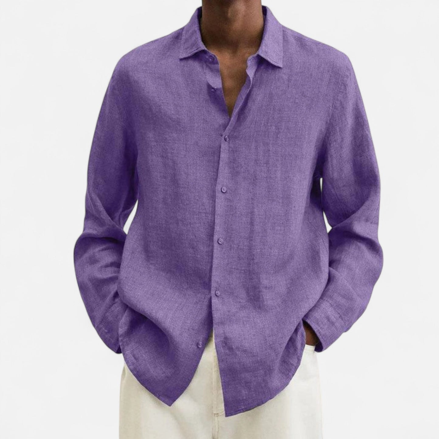 Élané | Chemise Décontractée en Lin à Manches Longues pour Homme – Élégance Naturelle, Fraîcheur Estivale