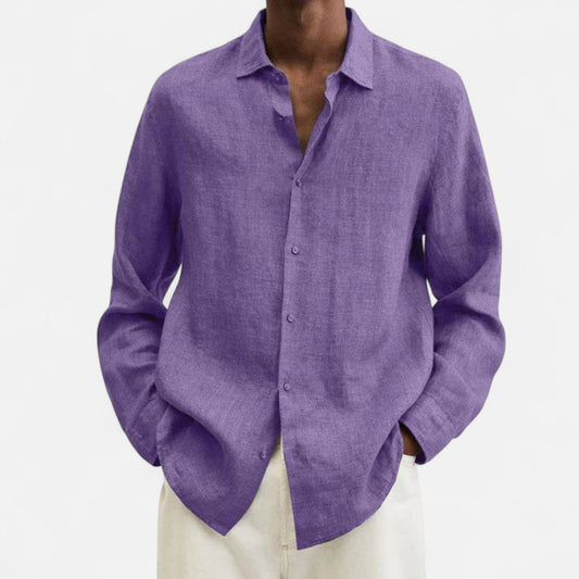 Élané | Chemise Décontractée en Lin à Manches Longues pour Homme – Élégance Naturelle, Fraîcheur Estivale