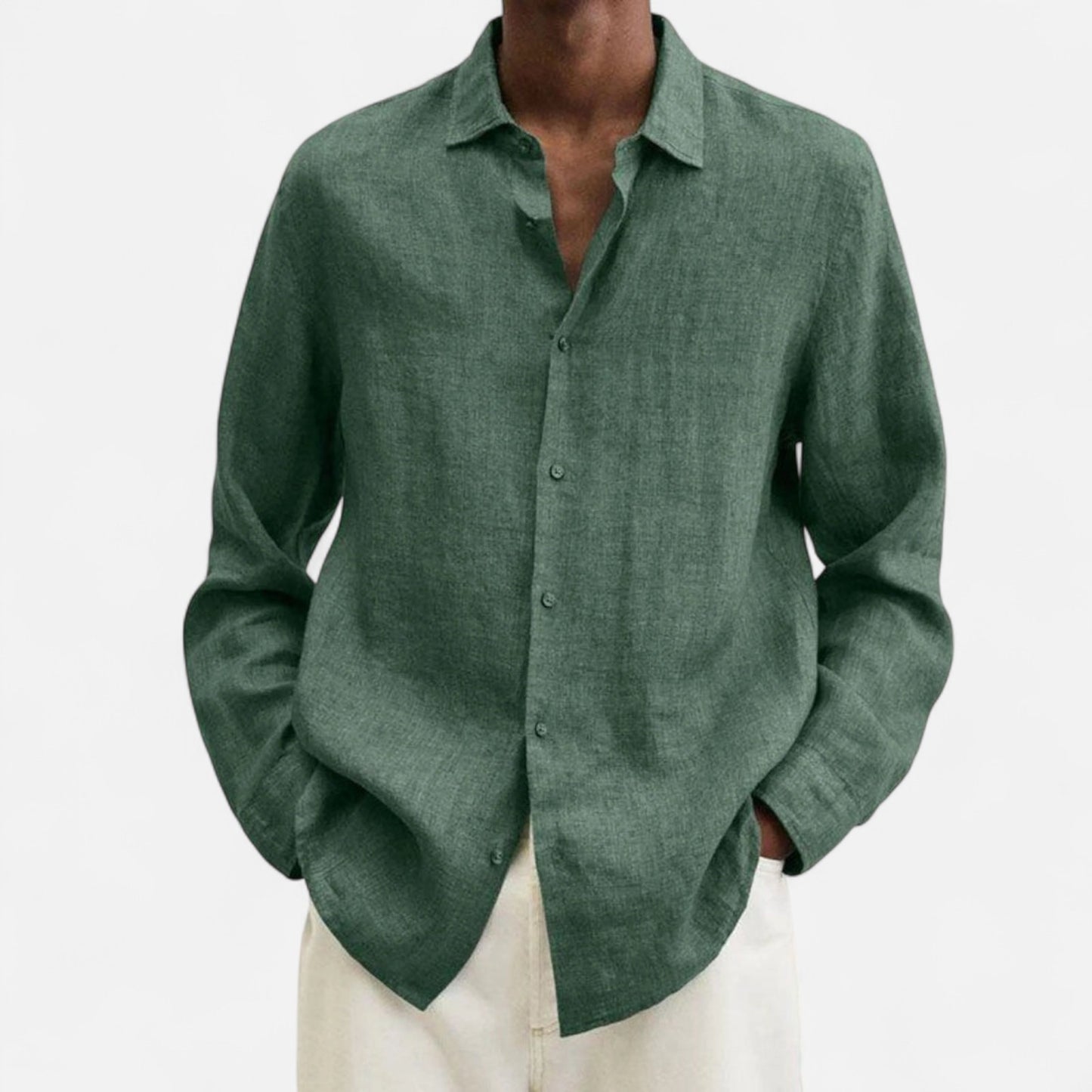 Élané | Chemise Décontractée en Lin à Manches Longues pour Homme – Élégance Naturelle, Fraîcheur Estivale