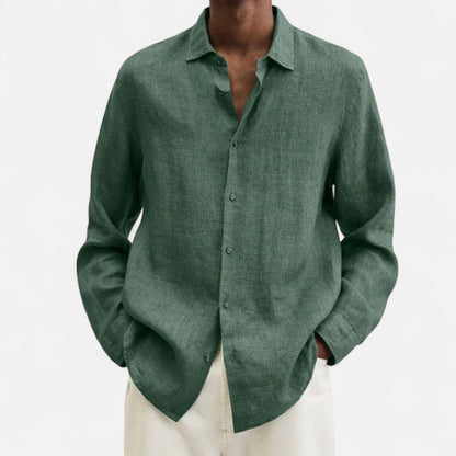 Élané | Chemise Décontractée en Lin à Manches Longues pour Homme – Élégance Naturelle, Fraîcheur Estivale