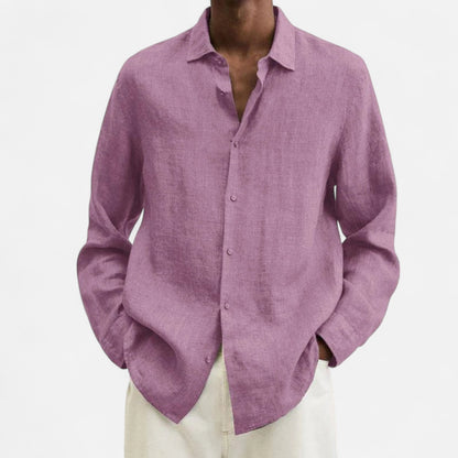 Élané | Chemise Décontractée en Lin à Manches Longues pour Homme – Élégance Naturelle, Fraîcheur Estivale