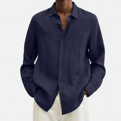 Élané | Chemise Décontractée en Lin à Manches Longues pour Homme – Élégance Naturelle, Fraîcheur Estivale