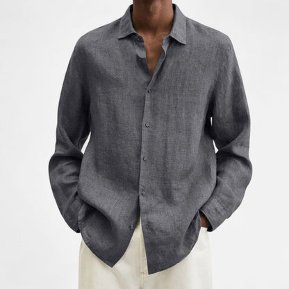 Élané | Chemise Décontractée en Lin à Manches Longues pour Homme – Élégance Naturelle, Fraîcheur Estivale