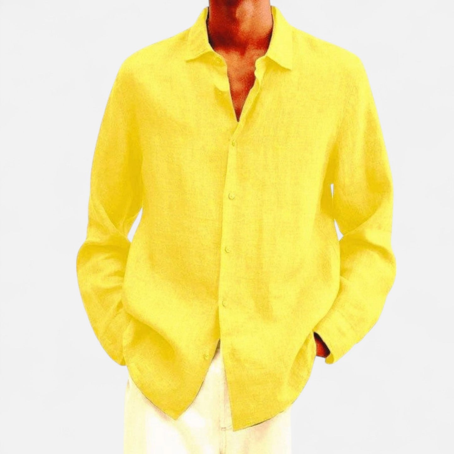 Élané | Chemise Décontractée en Lin à Manches Longues pour Homme – Élégance Naturelle, Fraîcheur Estivale