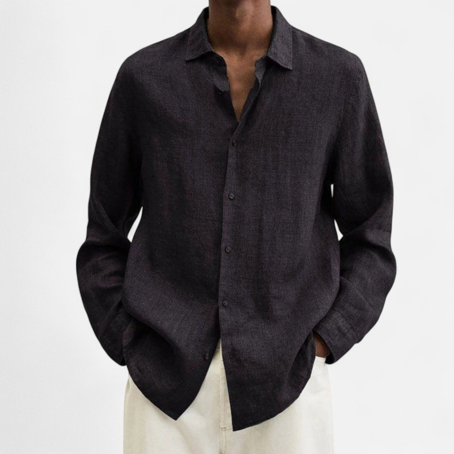 Élané | Chemise Décontractée en Lin à Manches Longues pour Homme – Élégance Naturelle, Fraîcheur Estivale