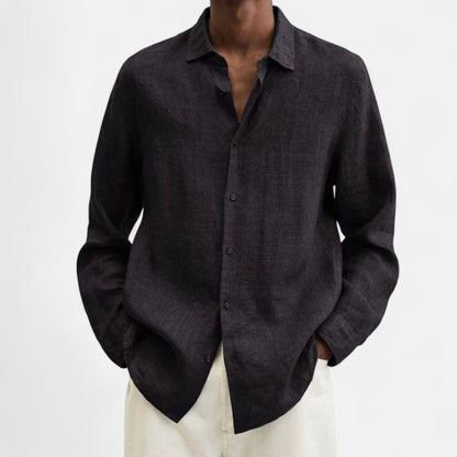 Élané | Chemise Décontractée en Lin à Manches Longues pour Homme – Élégance Naturelle, Fraîcheur Estivale