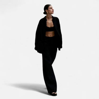 Élané | Ensemble Deux Pièces Style Lin pour Femme – Élégance Décontractée, Confort Naturel