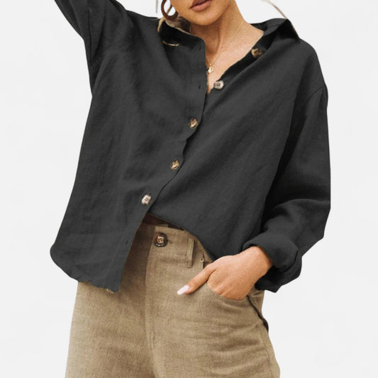 Élané | Chemise Boutonnée Coupe Ample pour Femme – Élégance Décontractée, Confort Quotidien