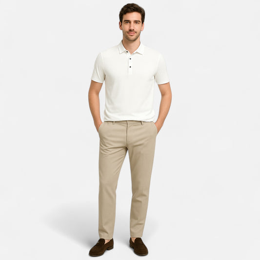 Élané | Polo Homme à Manches Courtes Embossé – Élégance Texturée, Style Contemporain