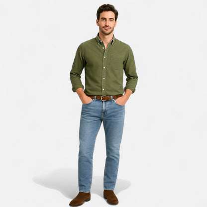Élané | Chemise Homme en Coton à Manches Longues – Élégance Classique, Confort Naturel