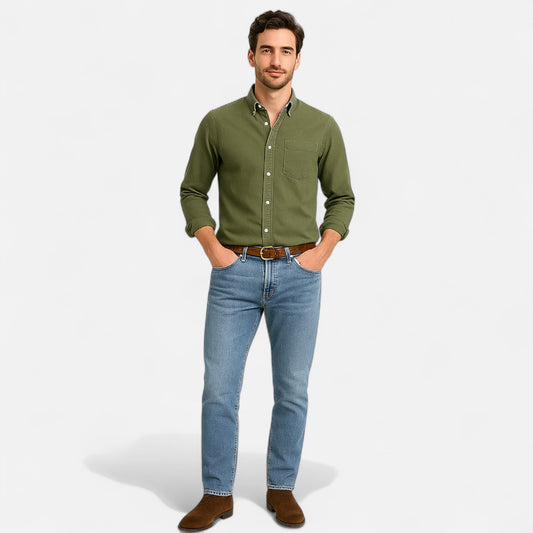 Élané | Chemise Homme en Coton à Manches Longues – Élégance Classique, Confort Naturel