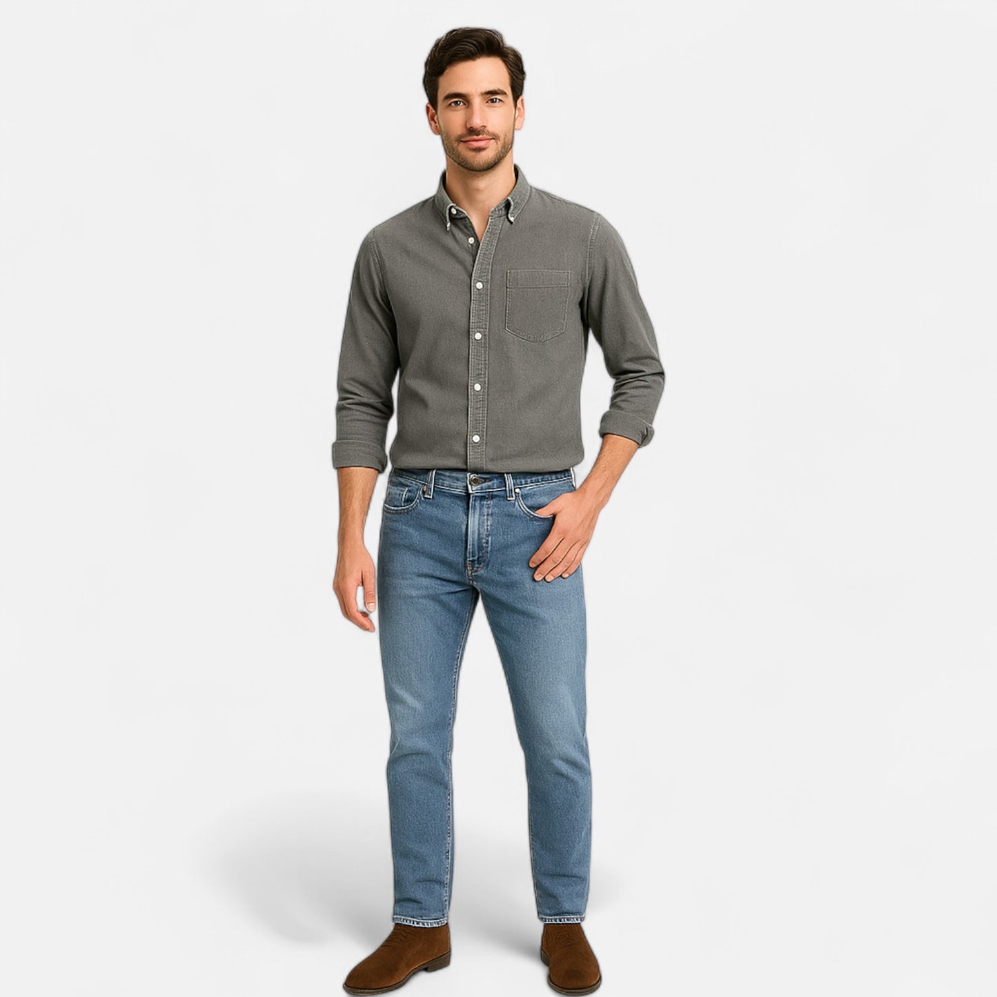 Élané | Chemise Homme en Coton à Manches Longues – Élégance Classique, Confort Naturel