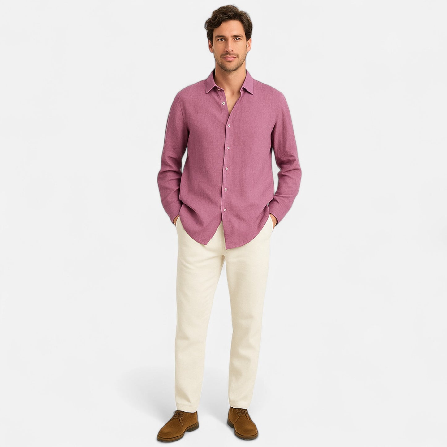 Élané | Chemise Décontractée en Lin à Manches Longues pour Homme – Élégance Naturelle, Fraîcheur Estivale
